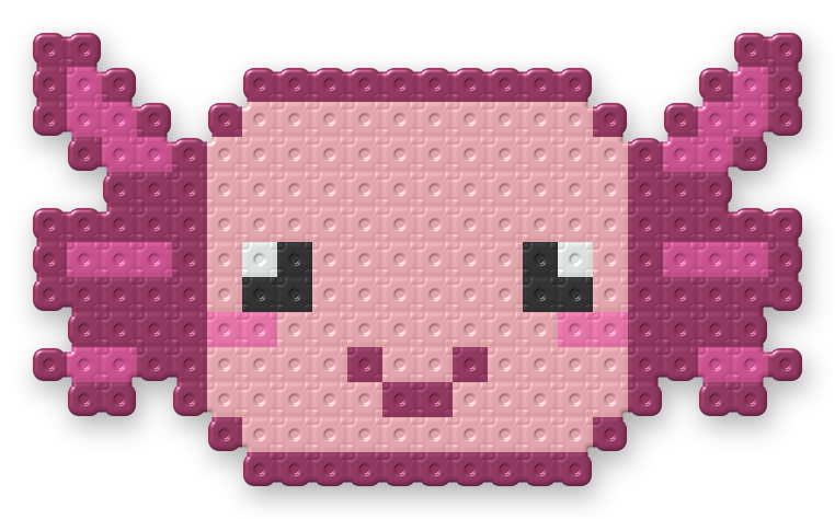 Axolotl Perler bead pattern, finished and ironed
