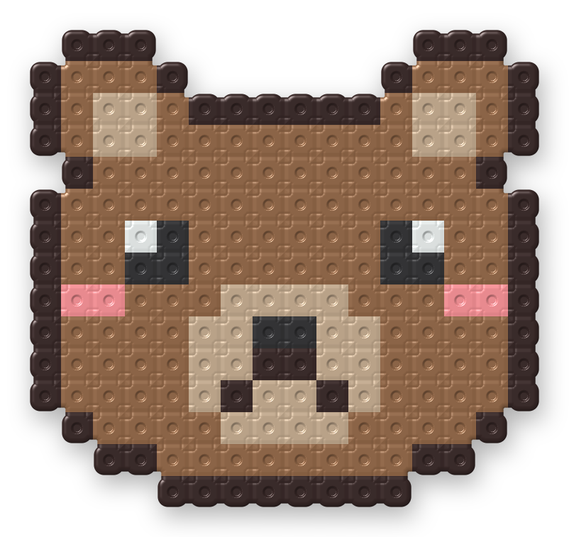 Bear Face Perler bead pattern, finished and ironed