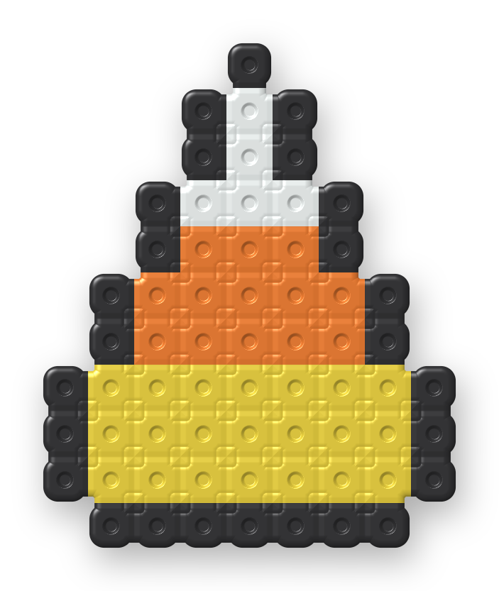 Candy Corn Perler bead pattern, finished and ironed