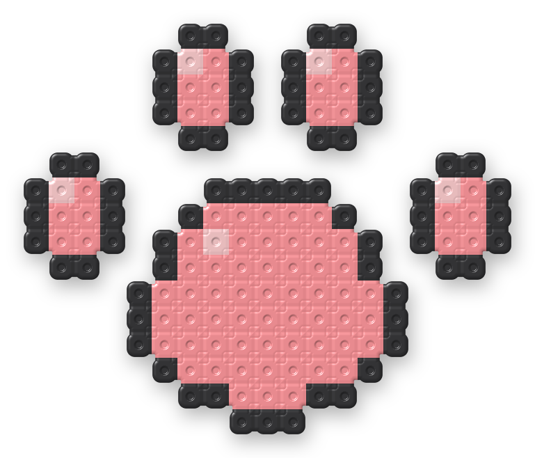Cat Paw Print Perler bead pattern, finished and ironed