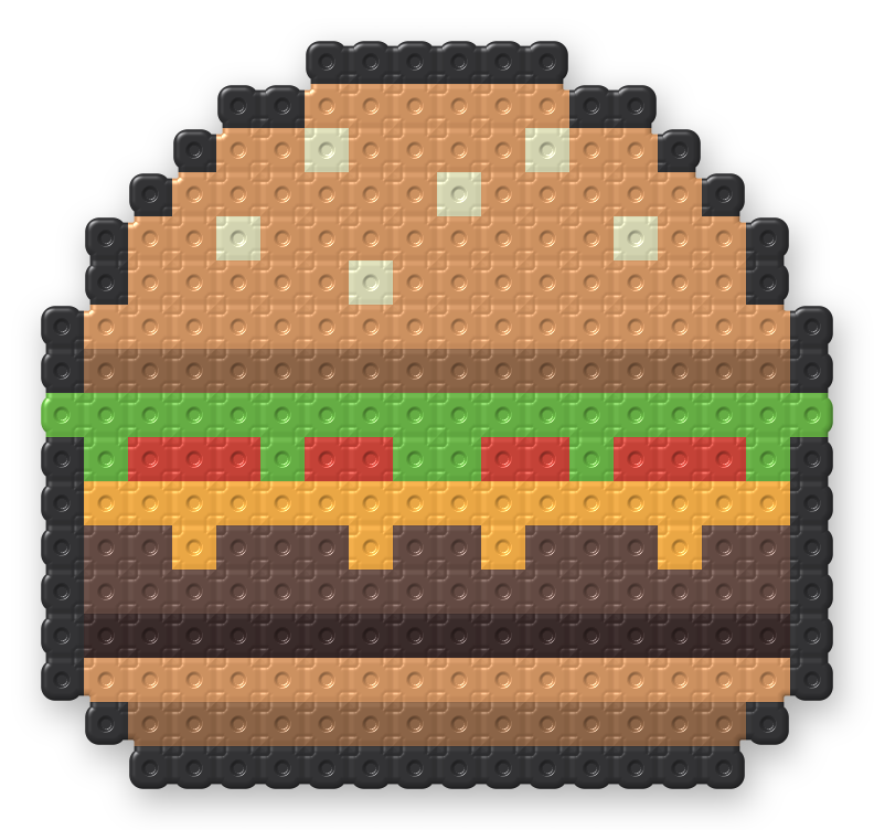 Cheeseburger Perler bead pattern, finished and ironed