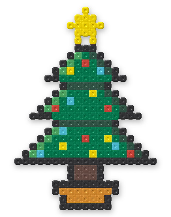 Christmas Tree Perler bead pattern, finished and ironed