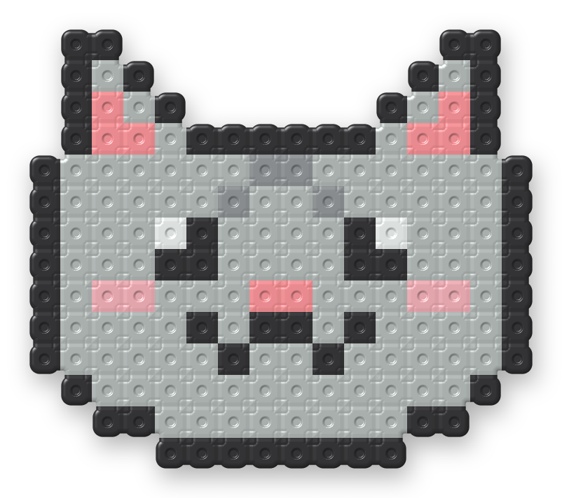 Cute Cat Face Perler bead pattern, finished and ironed