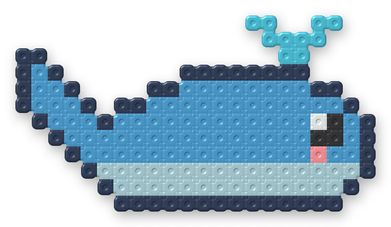 Cute Whale Perler bead pattern, finished and ironed