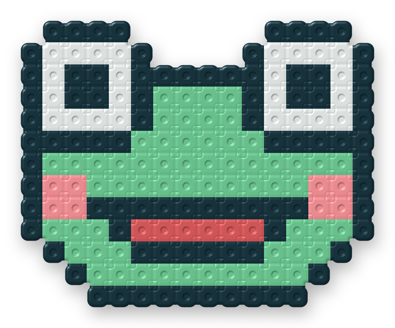 Frog Face Perler bead pattern, finished and ironed
