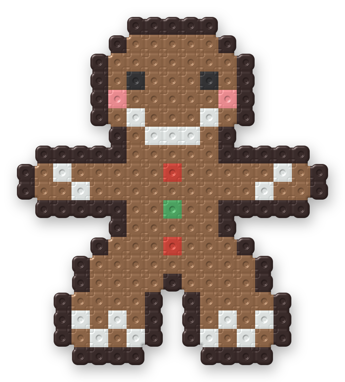 Gingerbread Man Perler bead pattern, finished and ironed