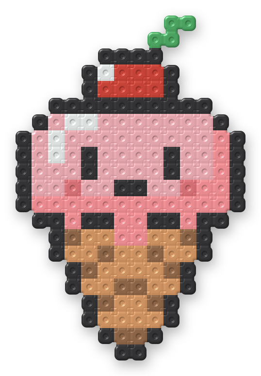 Kawaii Ice Cream Cone Perler bead pattern, finished and ironed