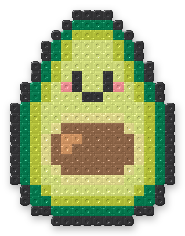 Kawaii Avocado Perler bead pattern, finished and ironed