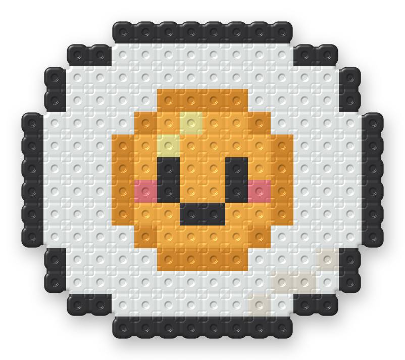 Kawaii Fried Egg Perler bead pattern, finished and ironed