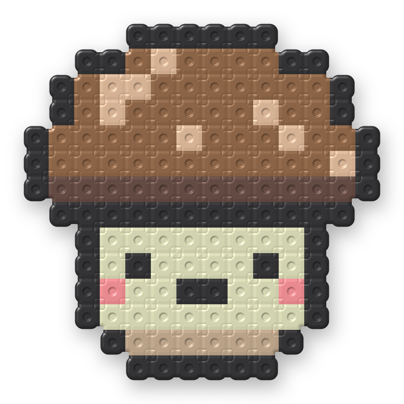Kawaii Mushroom Perler bead pattern, finished and ironed
