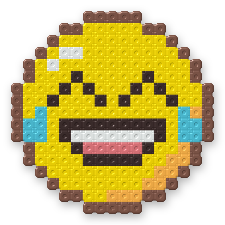 Laughing Tears Emoji Perler bead pattern, finished and ironed