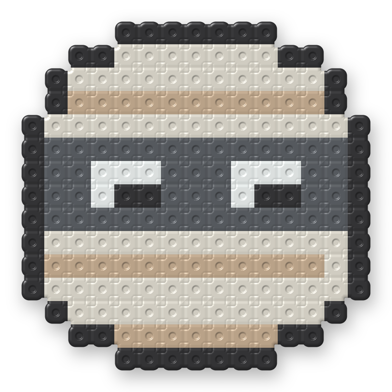 Mummy Face Perler bead pattern, finished and ironed