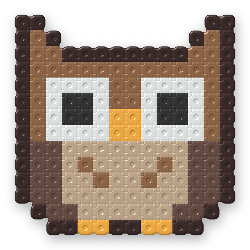 Owl Perler bead pattern, finished and ironed