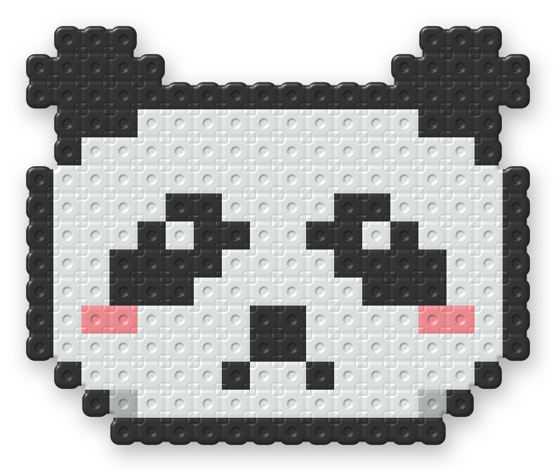 Panda Face Perler bead pattern, finished and ironed