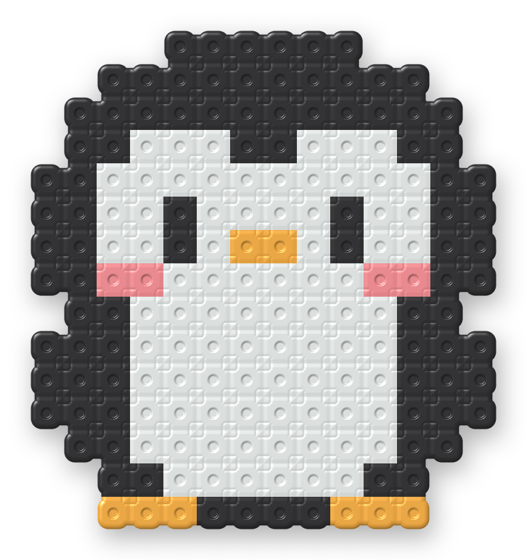 Penguin Perler bead pattern, finished and ironed