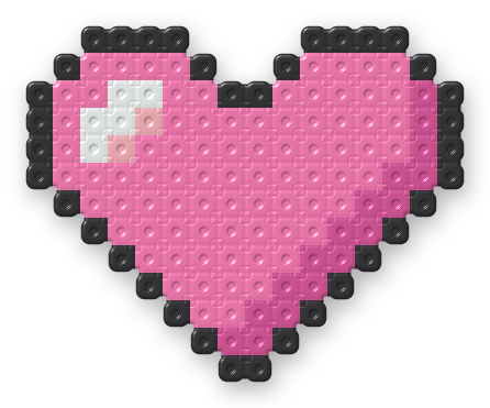 Pink Pixel Heart with Shine Perler bead pattern