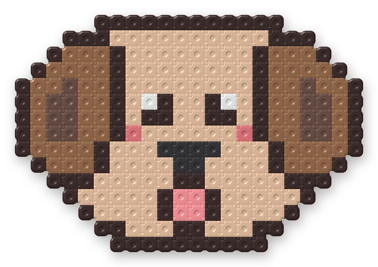 Puppy Face Perler bead pattern, finished and ironed