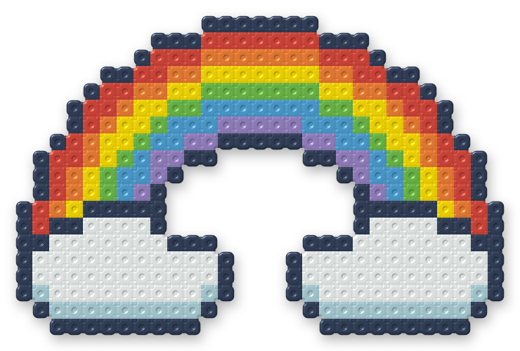 Rainbow with Clouds Perler bead pattern, finished and ironed