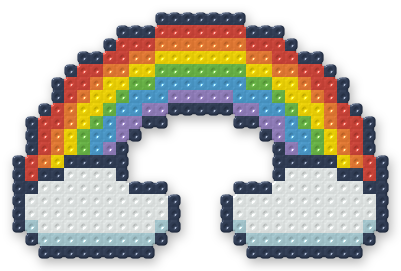 Rainbow with Clouds Perler bead pattern