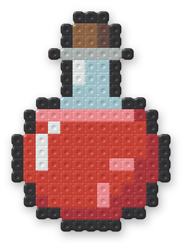 Red Health Potion Perler bead pattern, finished and ironed