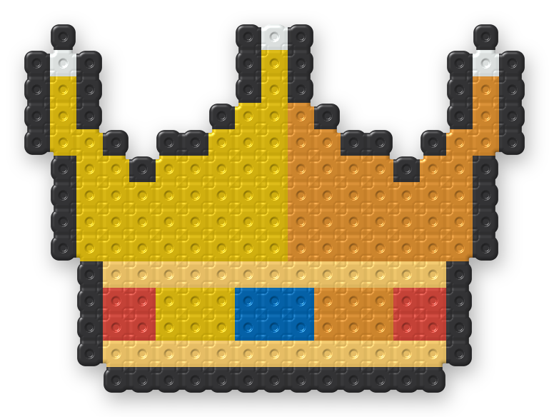 Royal Gold Crown Perler bead pattern, finished and ironed