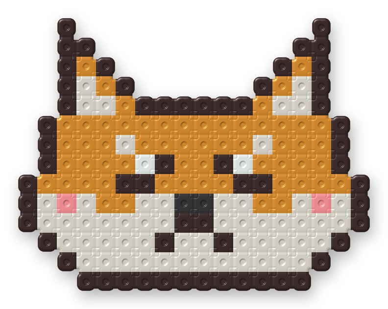 Shiba Dog Face Perler bead pattern, finished and ironed