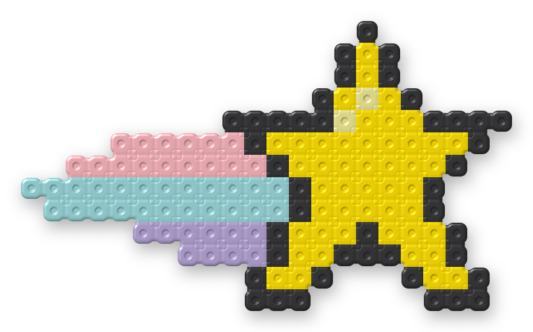 Shooting Star Perler bead pattern, finished and ironed