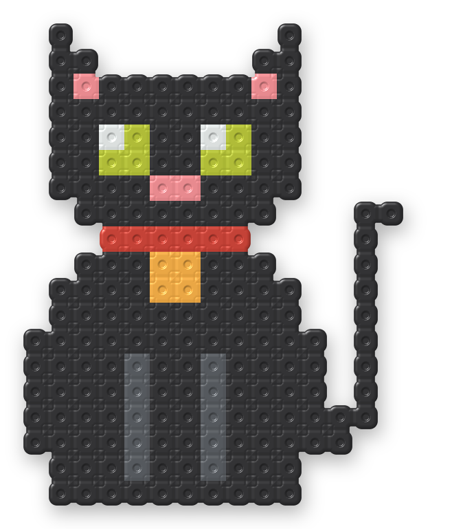 Sitting Black Cat Perler bead pattern, finished and ironed