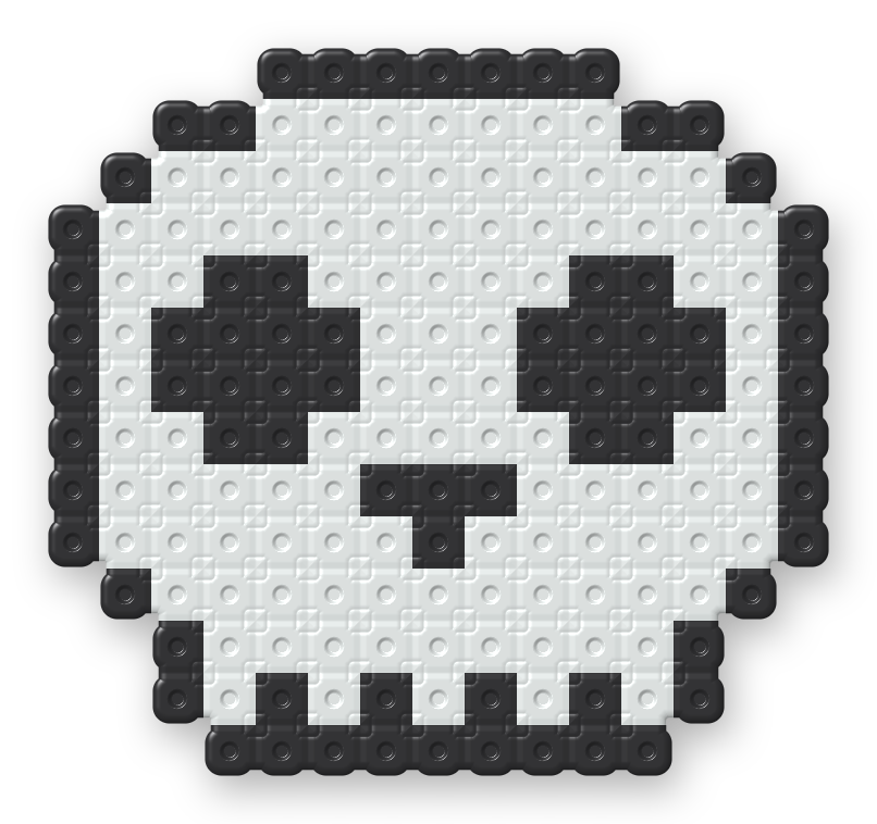 Skull Perler bead pattern, finished and ironed