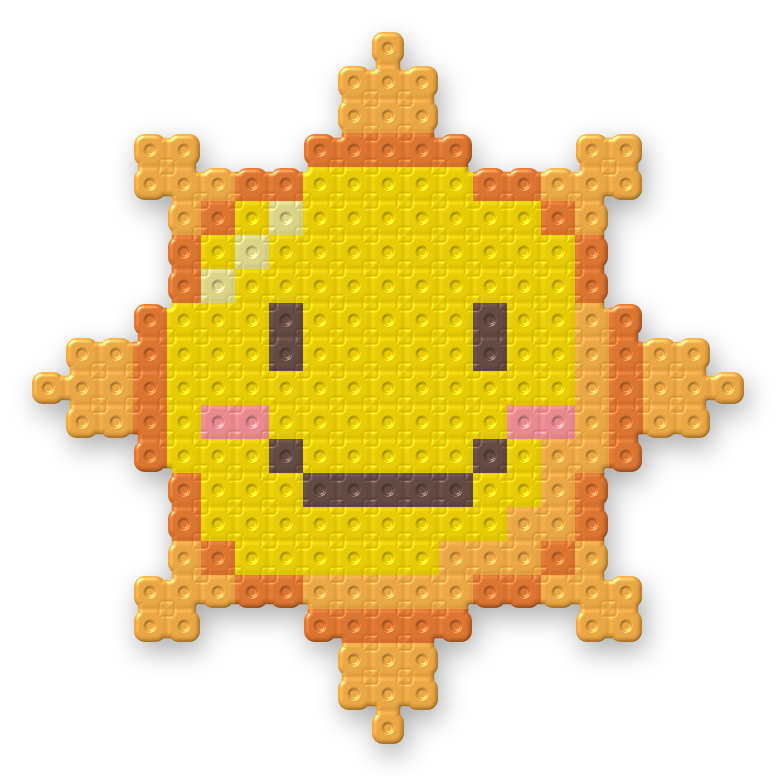 Smiling Sun Perler bead pattern, finished and ironed