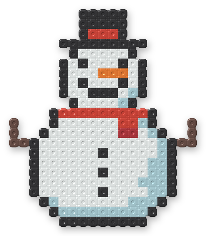 Snowman Perler bead pattern, finished and ironed