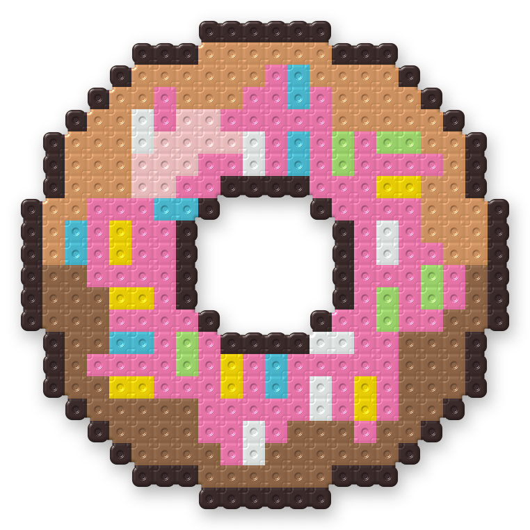 Sprinkle Donut Perler bead pattern, finished and ironed