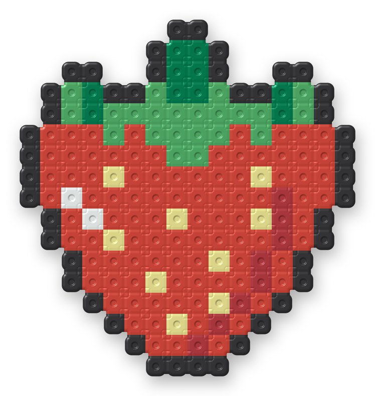Strawberry Perler bead pattern, finished and ironed