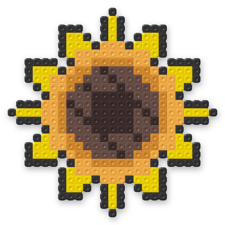 Sunflower Perler bead pattern, finished and ironed