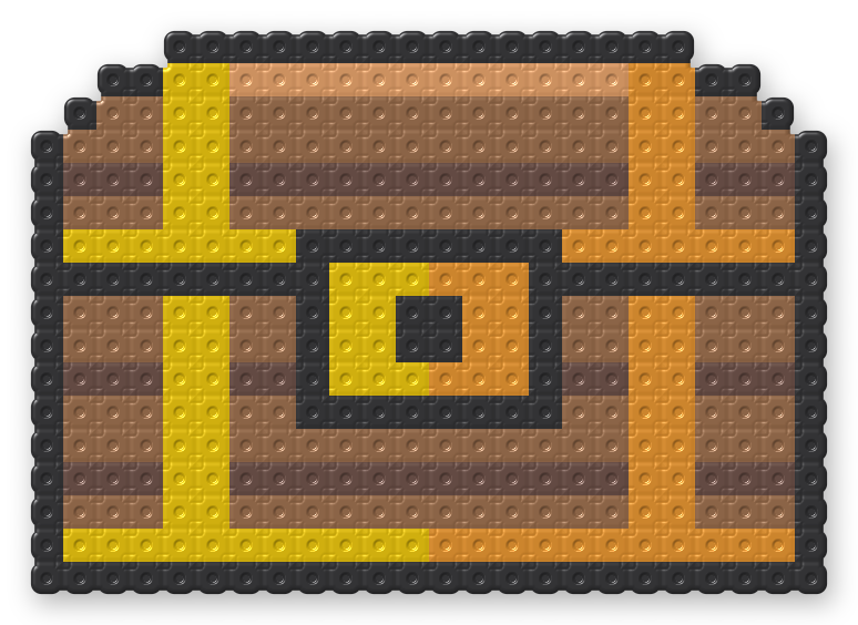 Treasure Chest Perler bead pattern, finished and ironed