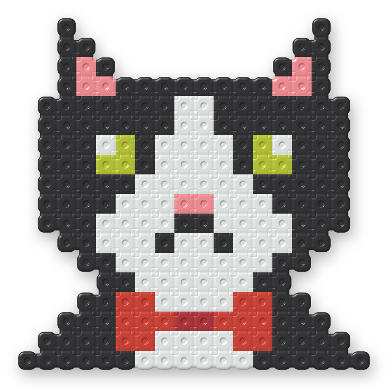 Tuxedo Cat Perler bead pattern, finished and ironed